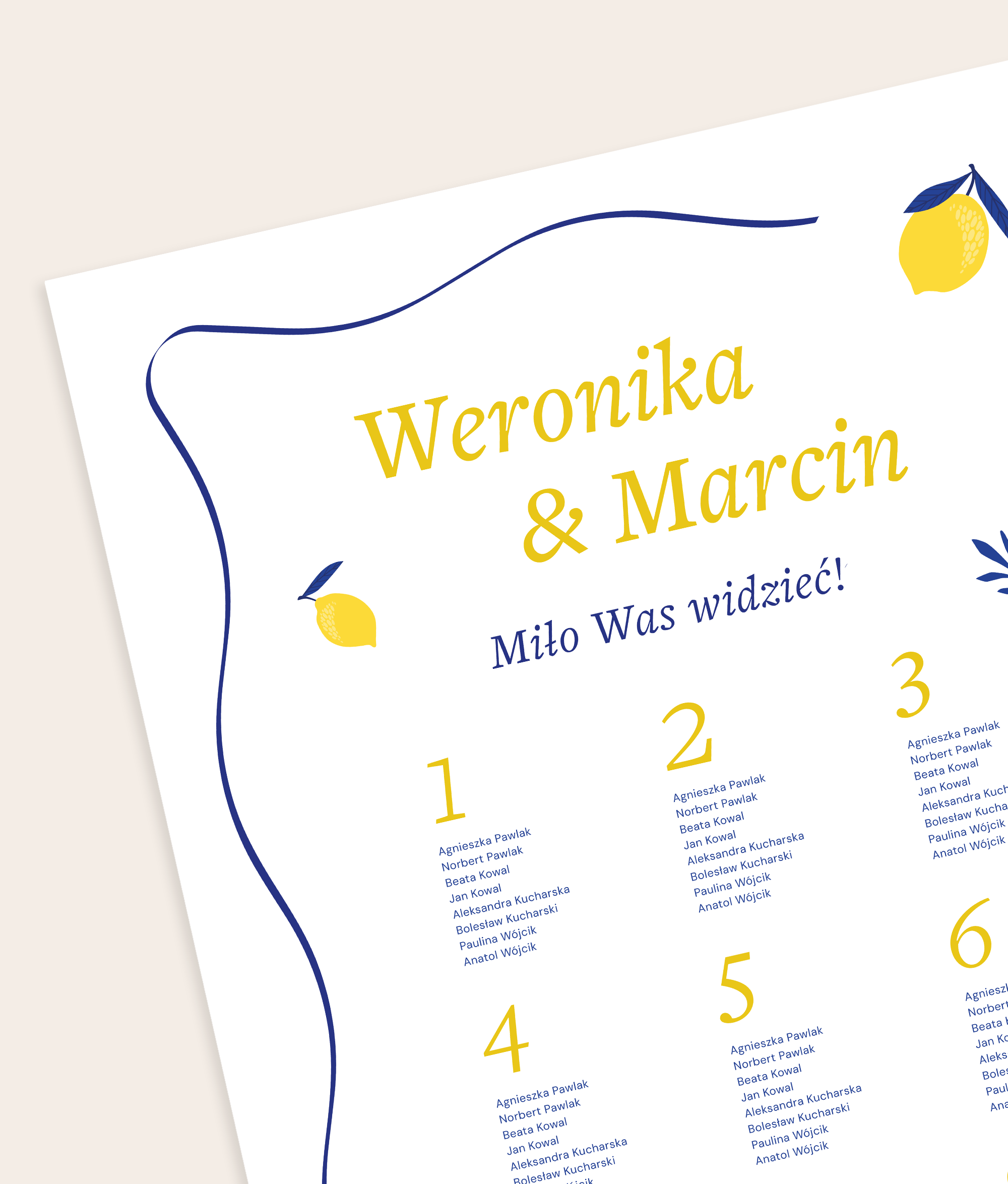 Plan stołów Lemon Curd