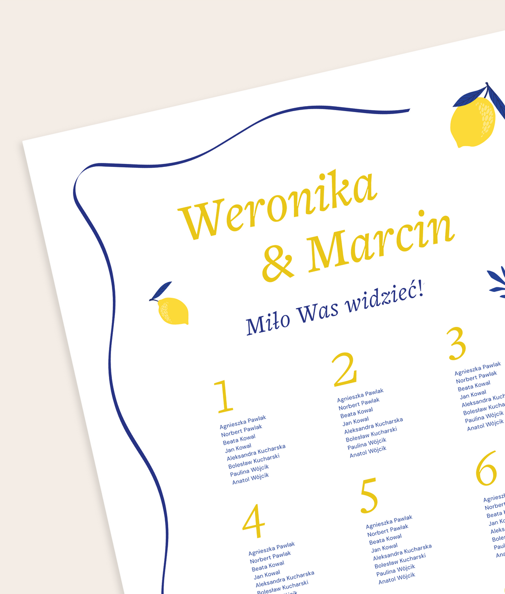 Plan stołów Lemon Curd